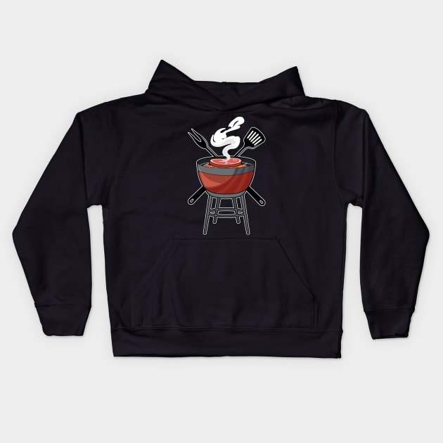 Grill with Meat fork & Spatula Kids Hoodie by Markus Schnabel